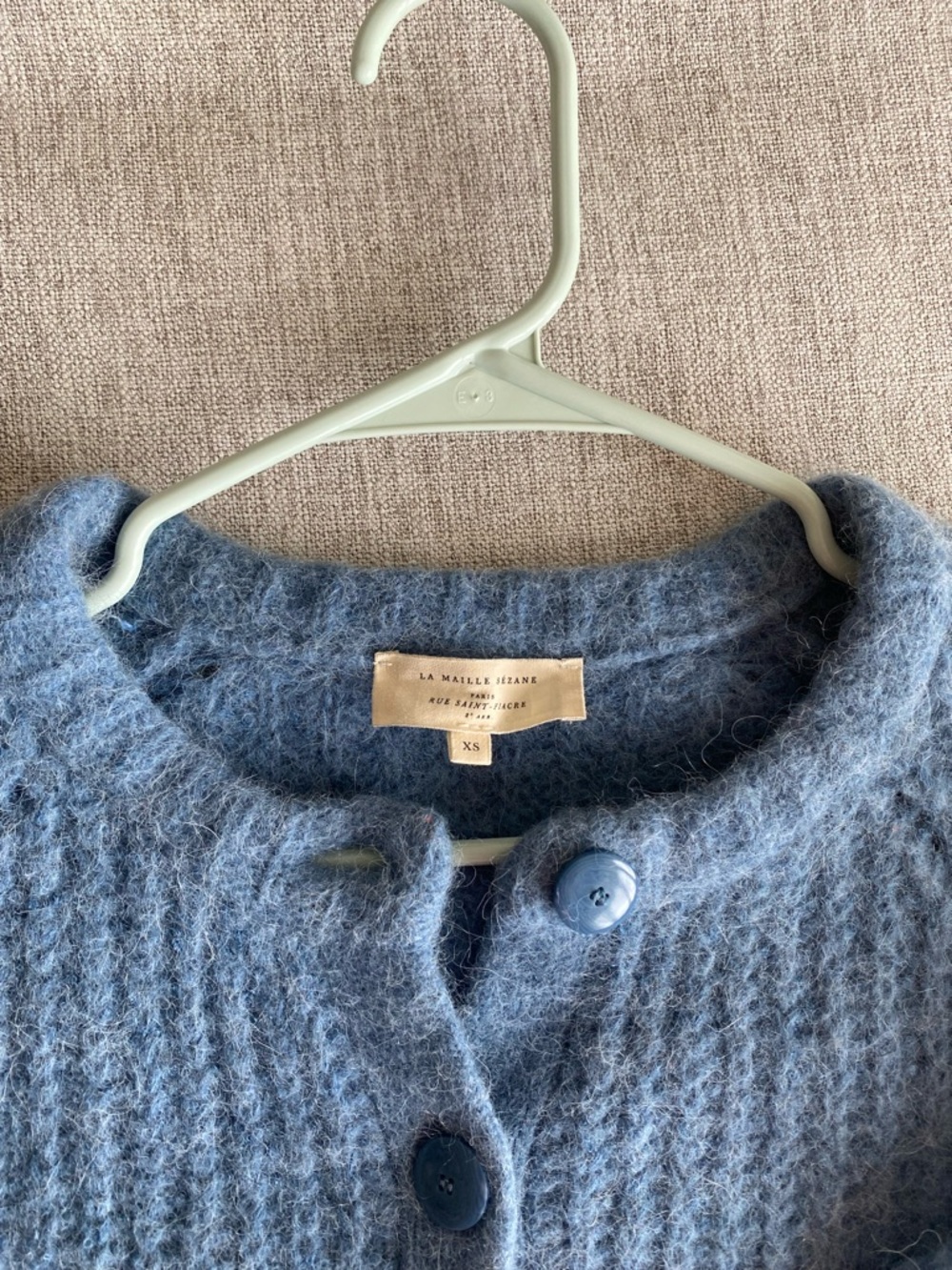 Sezane Soft Blue Button-Front Cropped Cardigan - Picture 3 of 8